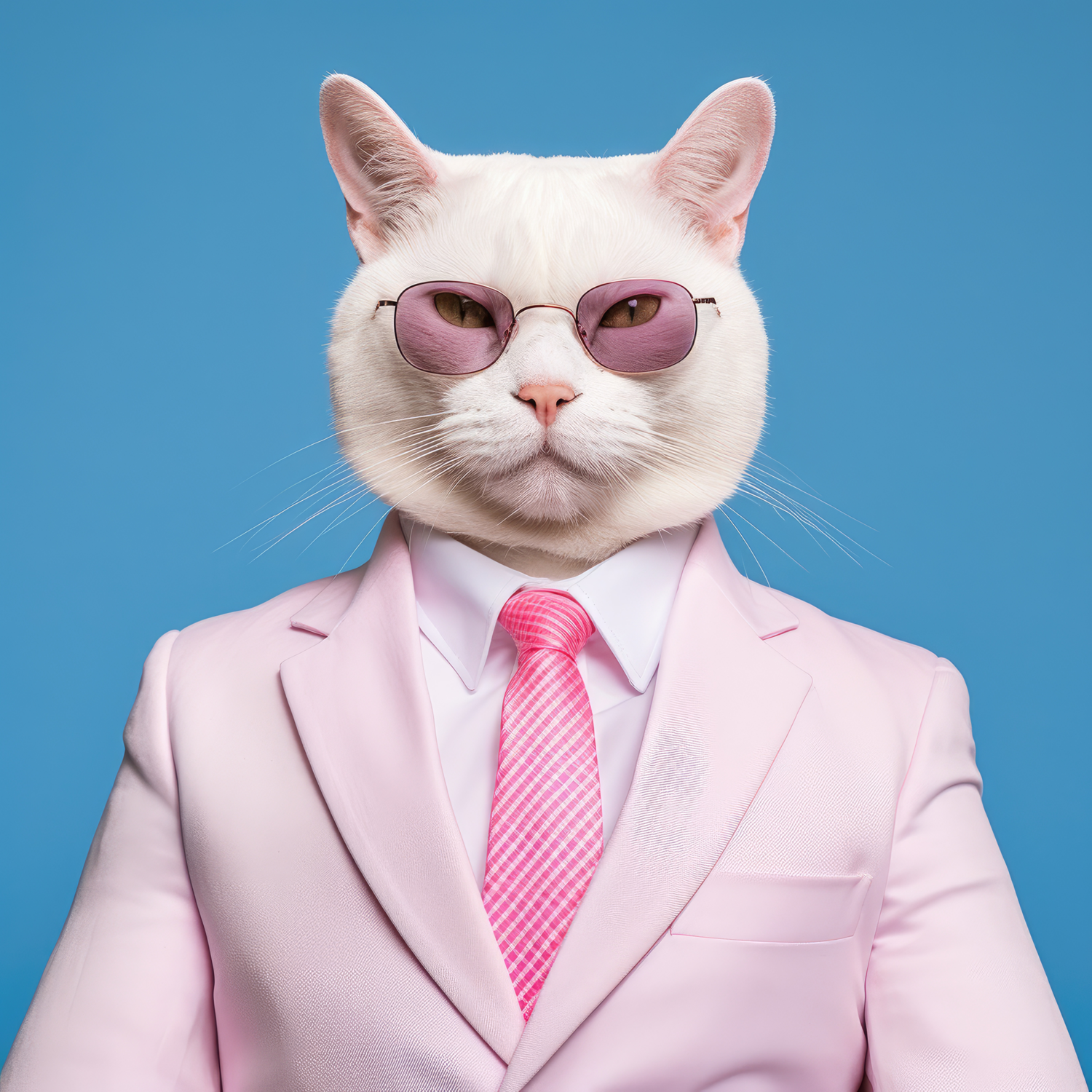 Choose the right franchise with hattch. A photo of a bird posing as an entrepreneur wearing a pink business suit and pink sunglasses.